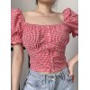EMMIOL Blusa corta de cuadros vichy vintage