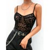 EMMIOL Body de malla con estampado de leopardo
