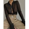 EMMIOL Solid Sheer Rib-knit Blouse