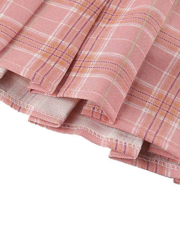 EMMIOL Checked Pleated Mini Skirt