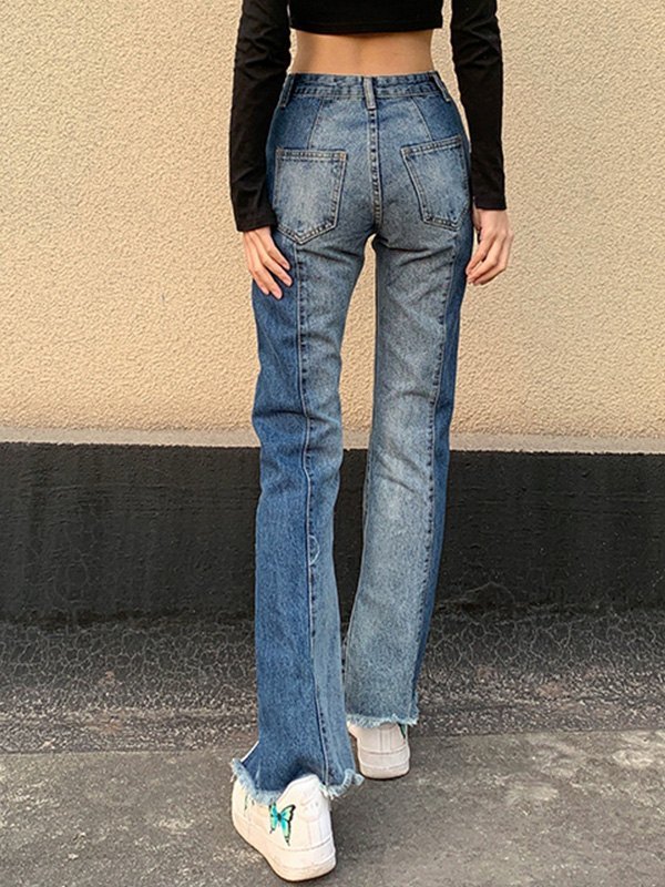 EMMIOL Jeans acampanados con abertura y empalme