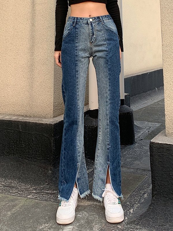 EMMIOL Jeans acampanados con abertura y empalme