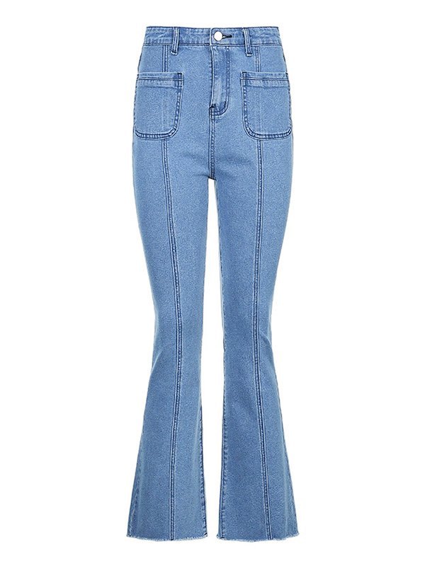 EMMIOL Jeans acampanados de tiro medio con empalmes