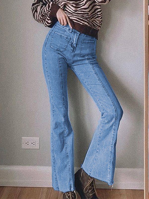 EMMIOL Jeans acampanados de tiro medio con empalmes