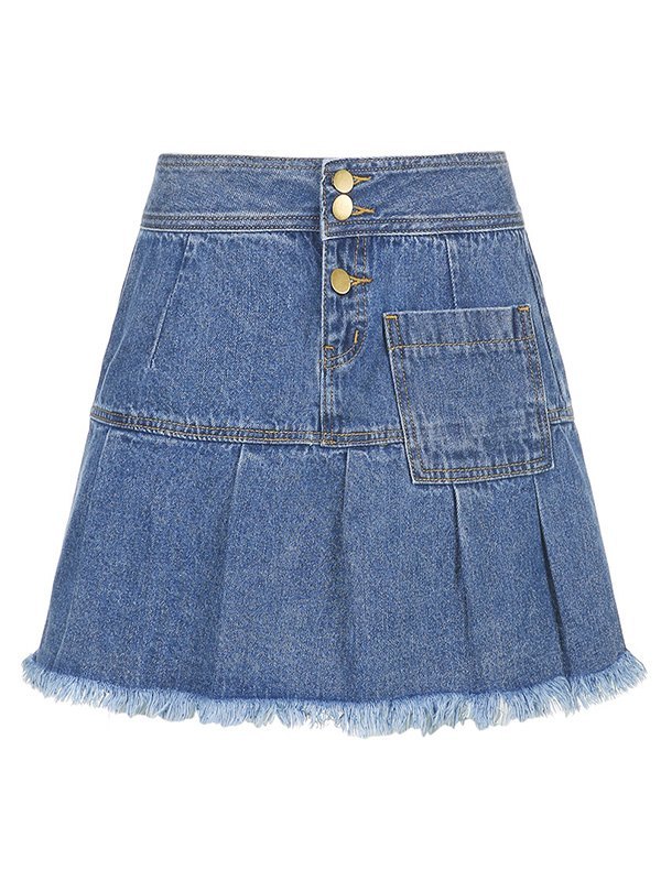 EMMIOL Gonna in denim plissettato effetto consumato