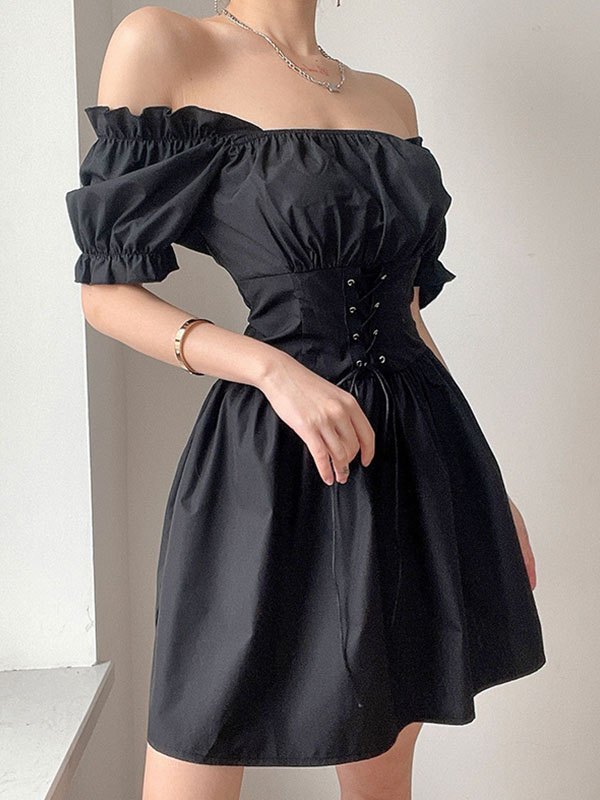 EMMIOL Short Sleeve Corset Mini Dress