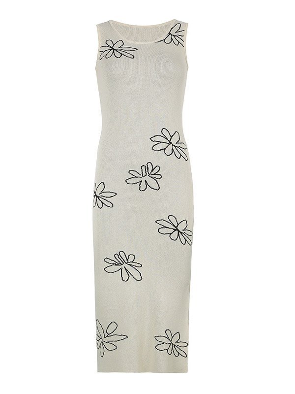 EMMIOL Open Back Floral Knit Maxi Dress