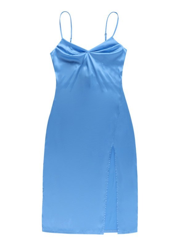 EMMIOL Abito maxi sottoveste in raso con spacco