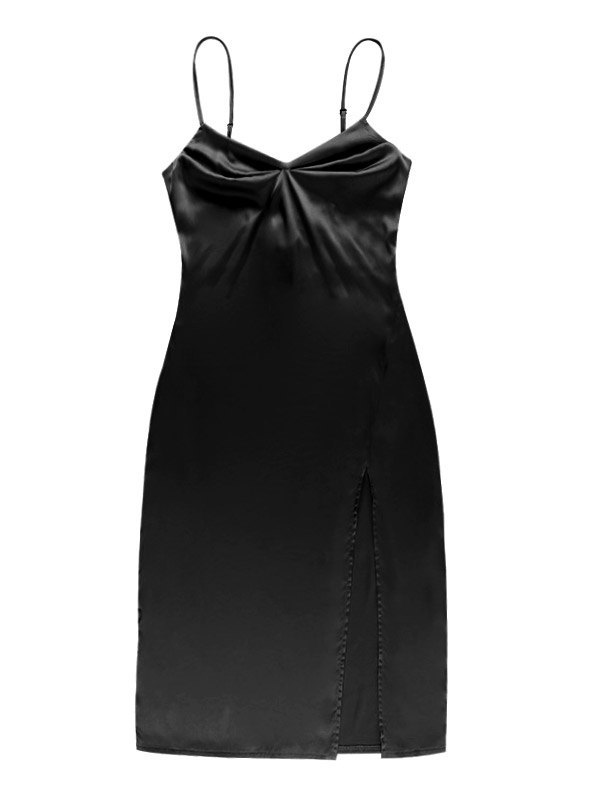 EMMIOL Satin Slit Slip Maxi Dress
