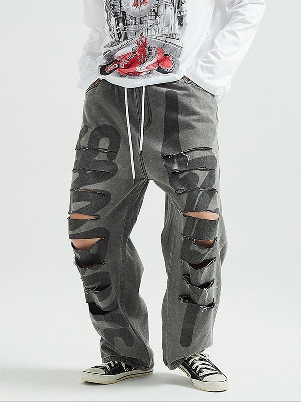 2021 Men's Ripped Skate Jeans Black S In Jeans Online Store. Best For