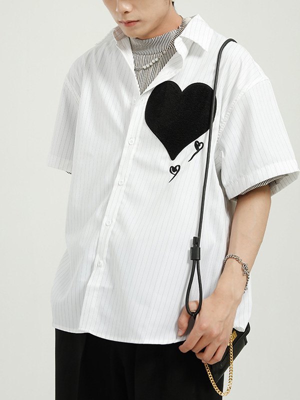 EMMIOL Camicia uomo gessata a cuore