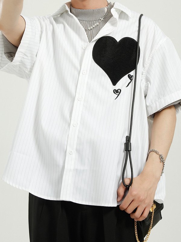 EMMIOL Camicia uomo gessata a cuore