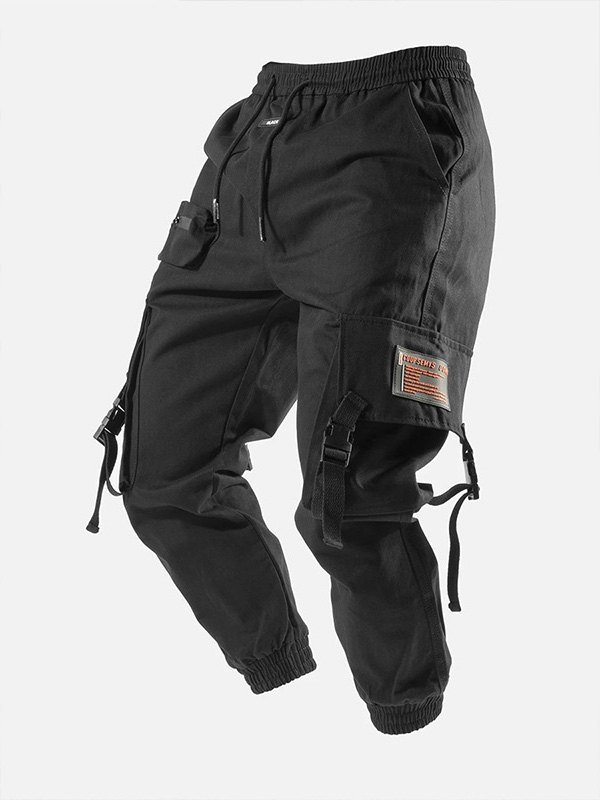 EMMIOL Pantalones cargo con bolsillo con hebilla para hombre