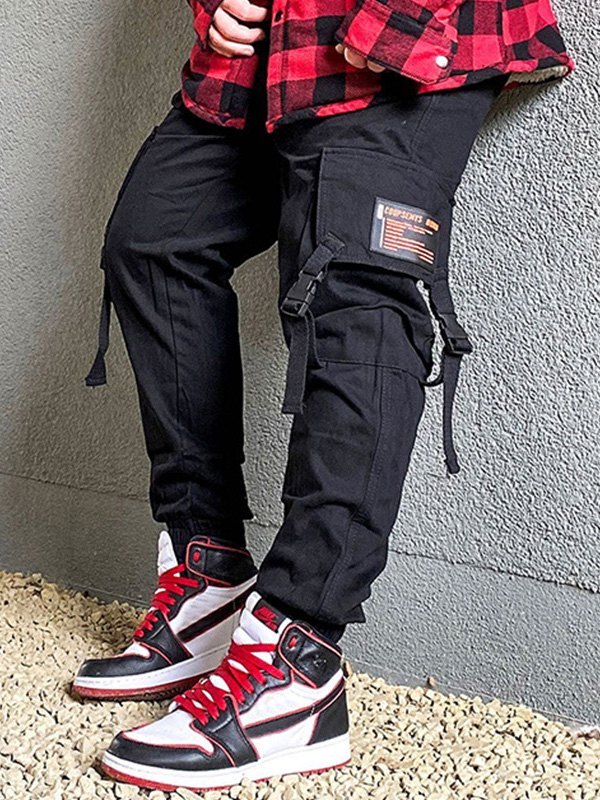 EMMIOL Pantalones cargo con bolsillo con hebilla para hombre