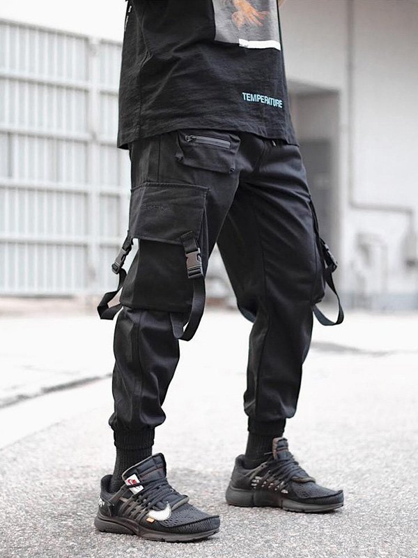 EMMIOL Pantalones cargo con bolsillo con hebilla para hombre