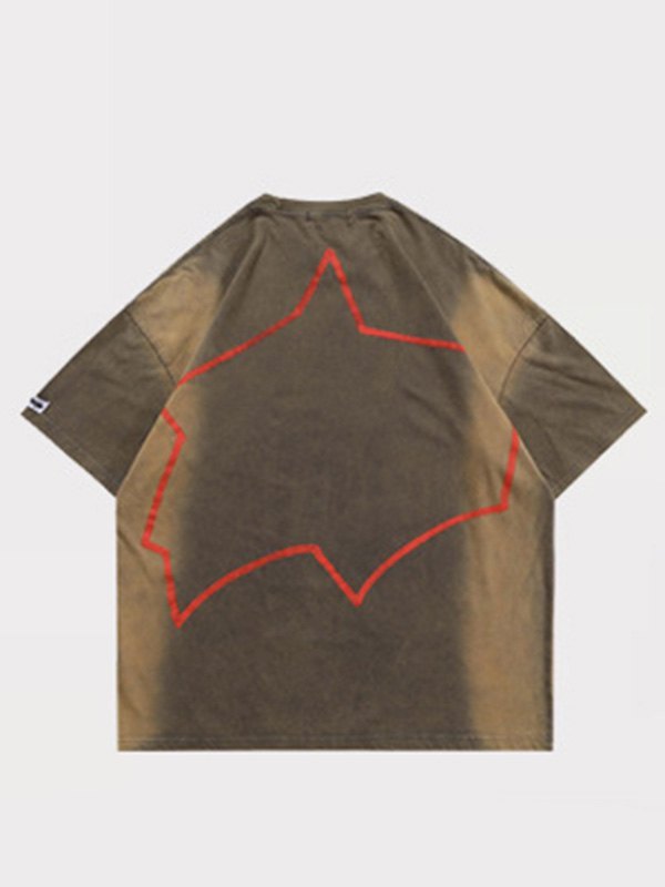 EMMIOL Camiseta pintada a mano envejecida para hombre