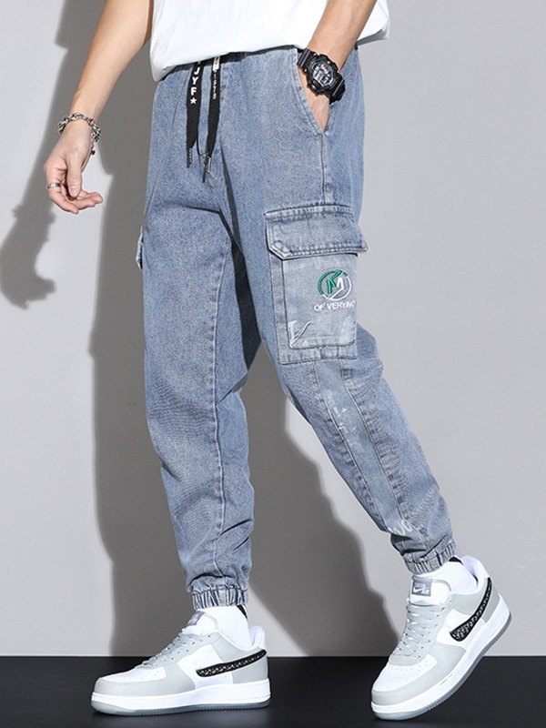 EMMIOL Men's Pocket Patched Cargo Jeans