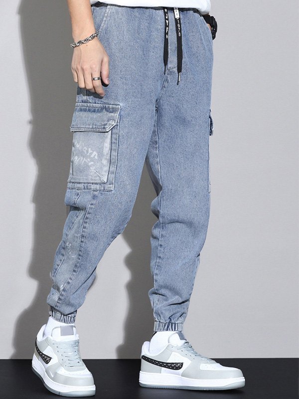 EMMIOL Men's Pocket Patched Cargo Jeans