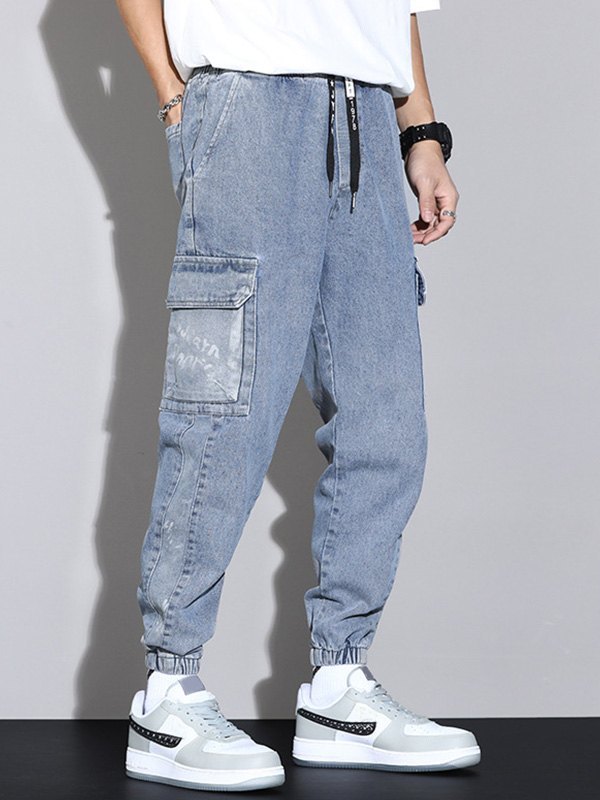 EMMIOL Men's Pocket Patched Cargo Jeans