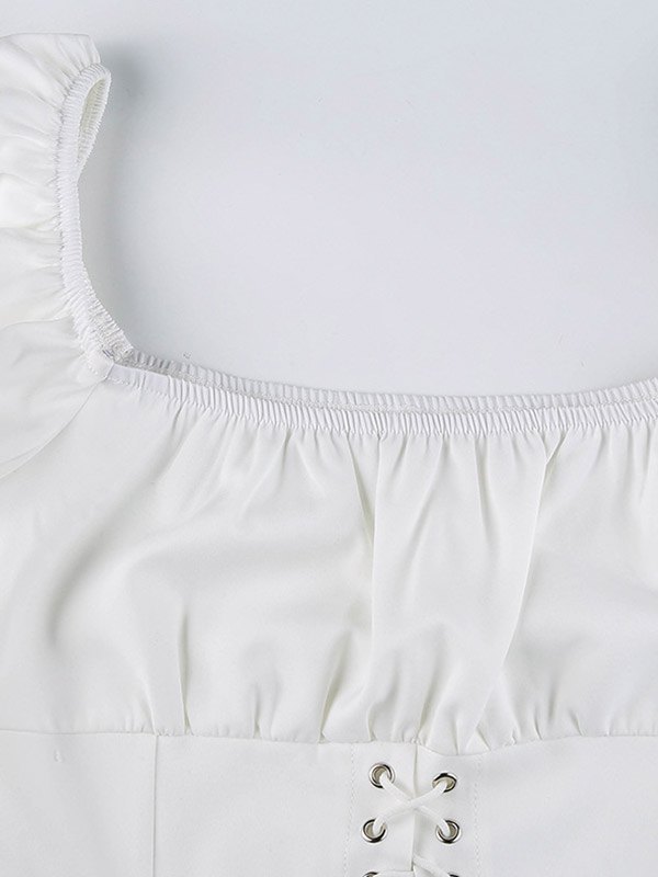EMMIOL Puff Sleeve Corset Crop Top