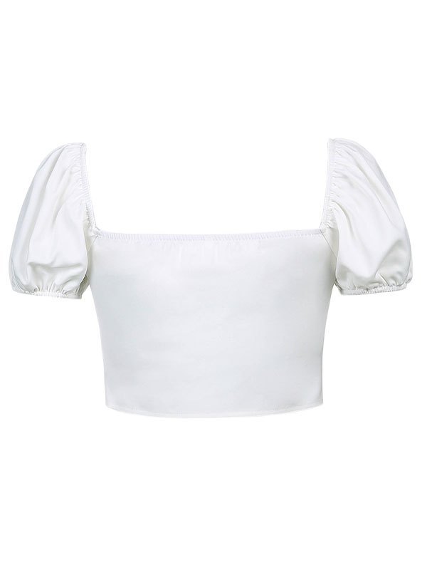 EMMIOL Puff Sleeve Corset Crop Top
