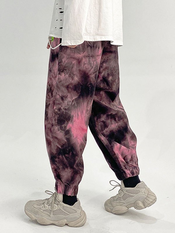 EMMIOL Pantalones jogger con efecto tie-dye para hombre
