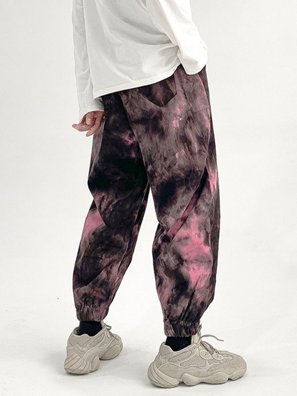 EMMIOL Pantalones jogger con efecto tie-dye para hombre