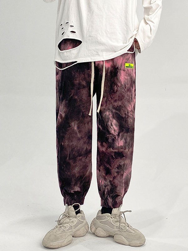 EMMIOL Pantalones jogger con efecto tie-dye para hombre