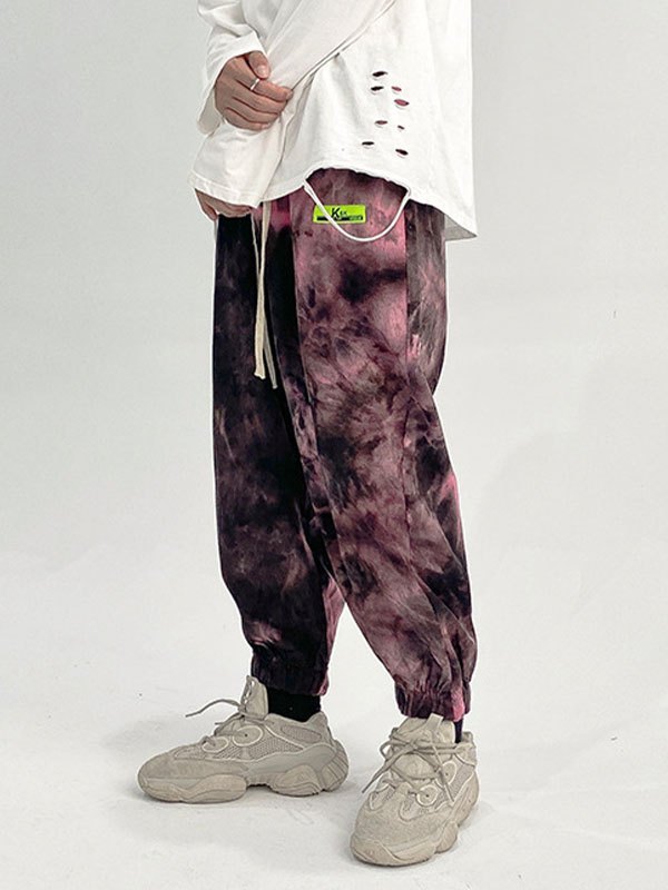 EMMIOL Pantalones jogger con efecto tie-dye para hombre