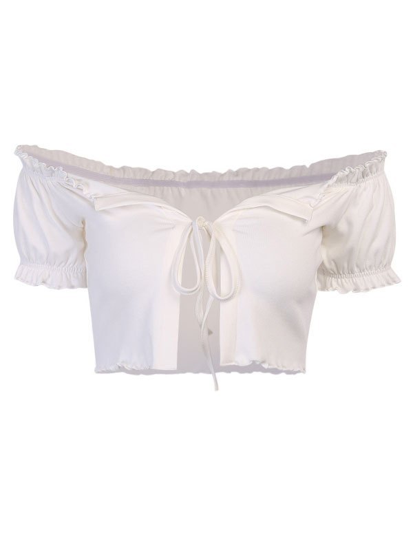 EMMIOL Top corto con volante abierto en la parte delantera