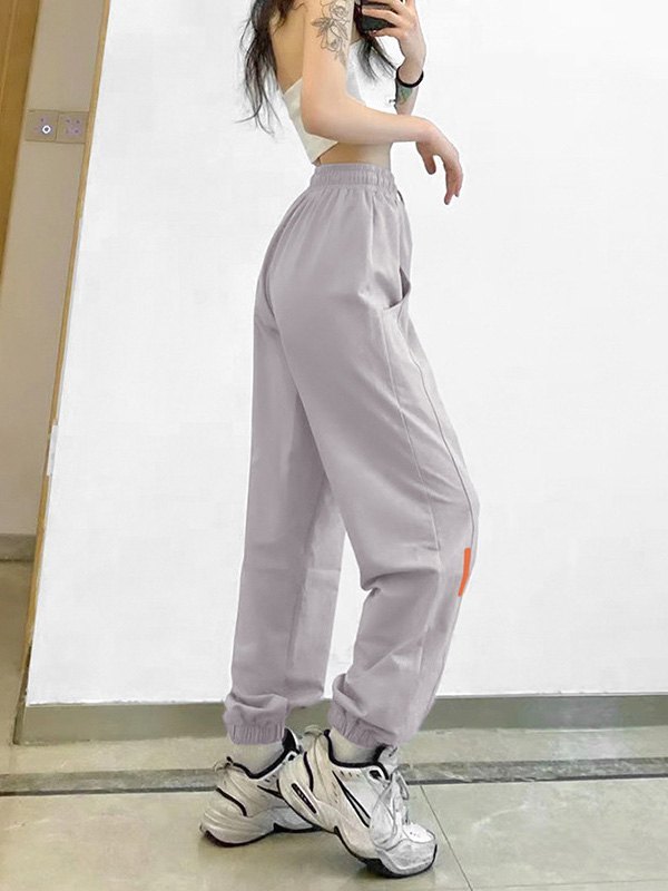 EMMIOL Pantalones jogger con bordado de letras