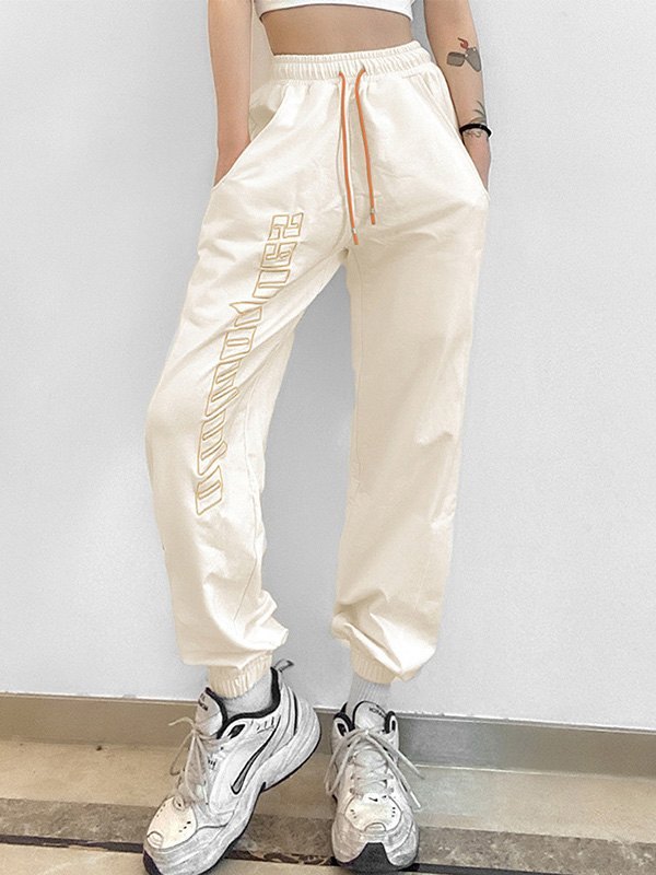 EMMIOL Pantalones jogger con bordado de letras
