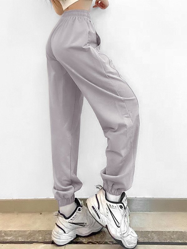 EMMIOL Pantalones jogger con bordado de letras