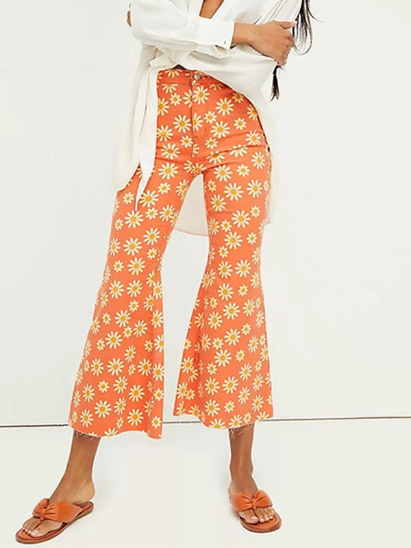 EMMIOL Daisy Print Flare Leg Pants