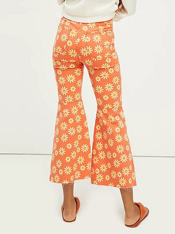 EMMIOL Daisy Print Flare Leg Pants