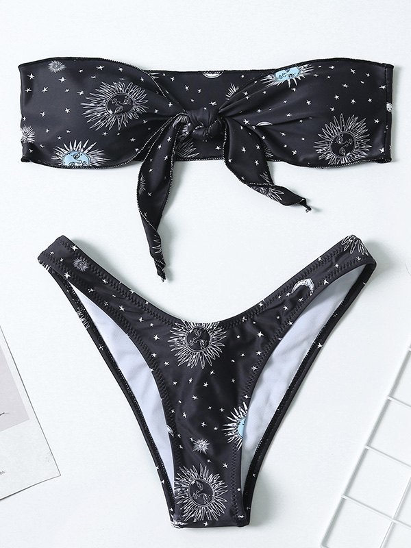 EMMIOL Conjunto de bikini bandeau con estampado astral