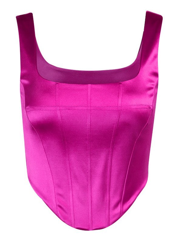 EMMIOL Satin Square Neck Corset Top