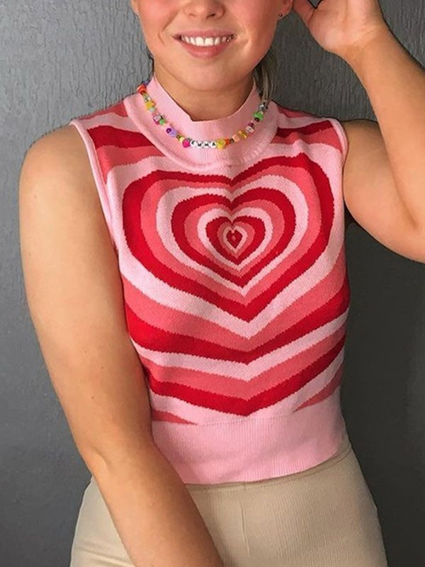 EMMIOL Love Response Knit Crop Sweater Vest