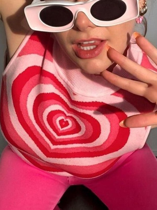 EMMIOL Love Response Knit Crop Sweater Vest