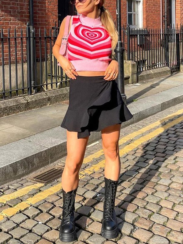 EMMIOL Love Response Knit Crop Sweater Vest