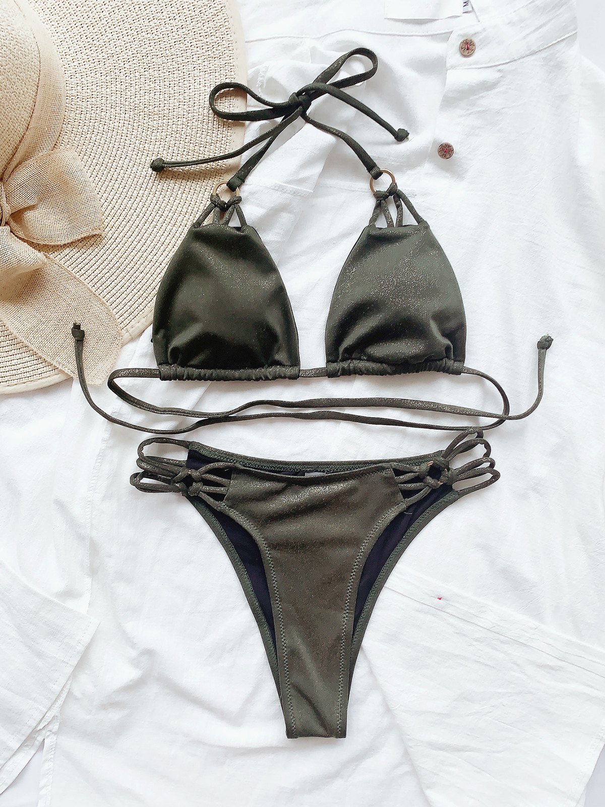 EMMIOL Costume da bagno bikini con cravatta