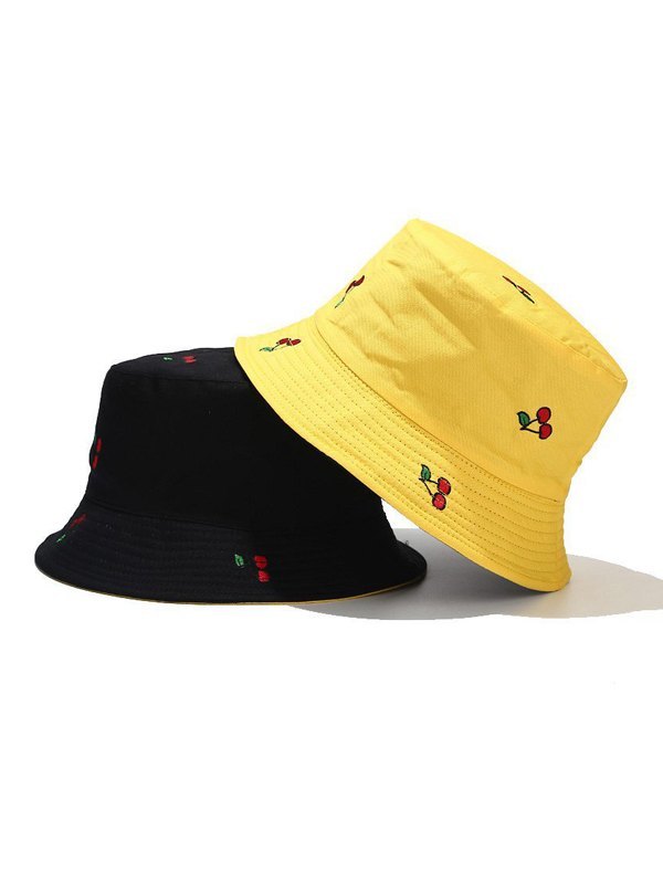 2022 Cappello da pescatore con motivo ciliegio Giallo ONE SIZE In Cappello  Online Store. Best For Sale | Emmiol.com