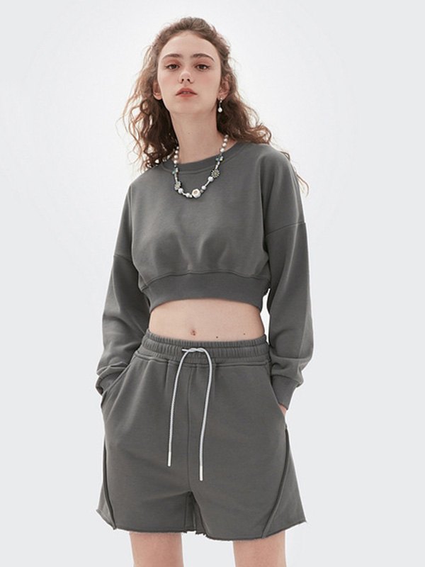 Emmiol Spedizione gratuita 2025 Felpa corta con spalle cadenti