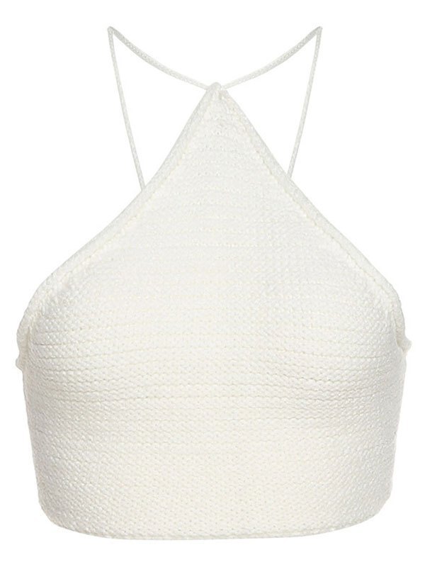 EMMIOL Tie Back Crochet Halter Crop Top