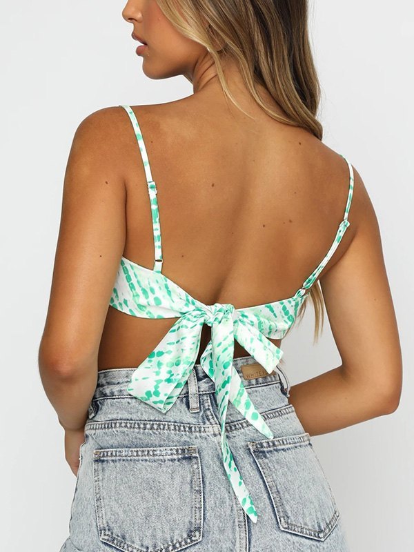 EMMIOL Top estilo bandana con tirantes y espalda descubierta con efecto tie dye