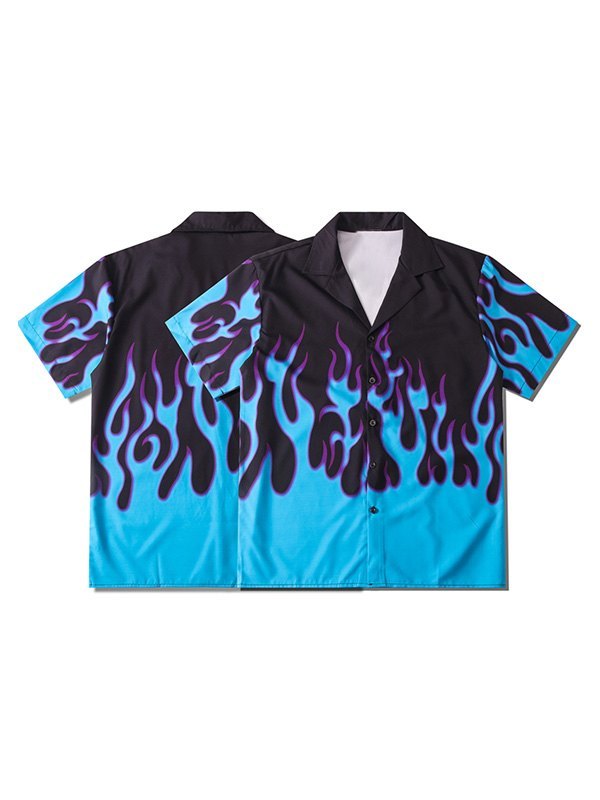 EMMIOL Camisa Flame de Manga Corta para hombre