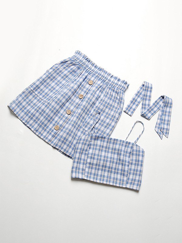 EMMIOL Checked Mini Skirt Set