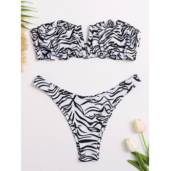 Emmiol Free shipping 2026 Animal Print Bandeau Bikini Set Black S in ...