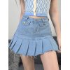 EMMIOL Minifalda plisada de mezclilla desgastada