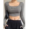EMMIOL Embroidered Long Sleeve Rib Crop Top